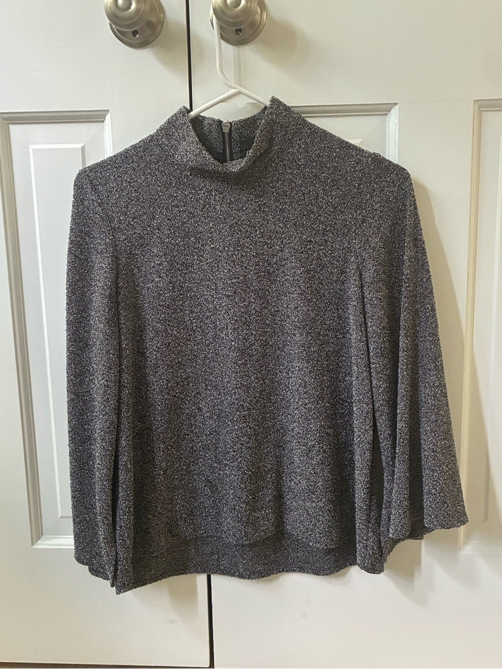 Zara Metallic Gray Turtleneck Knit Sweater